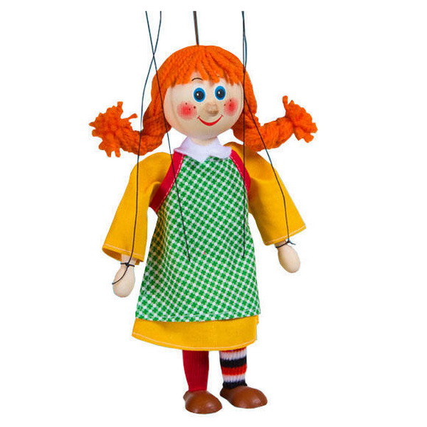 Drevená marioneta Pipi dlhá pančucha, 20 cm