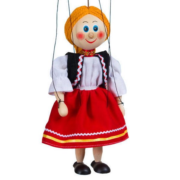 Drevená marioneta Dievča, 20 cm