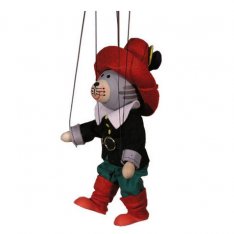 Drevená marioneta Kocúr v čižmách, 20 cm