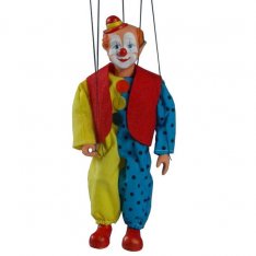 Sádrová marioneta Klaun s klobúkom, 20 cm