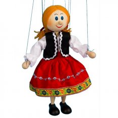 Drevená marioneta Dedinčanka, 35 cm