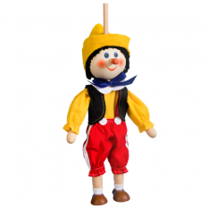 Bábka na tyči bez nití Pinocchio, 20 cm