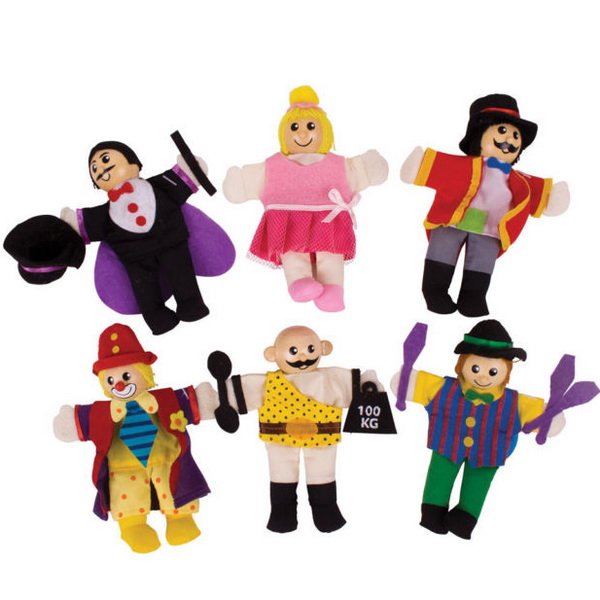 Bigjigs Toys Maňušky prstové Cirkusanti, 6 ks