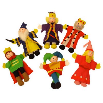 Bigjigs Toys Maňušky prstové Kráľovstvo, 6 ks