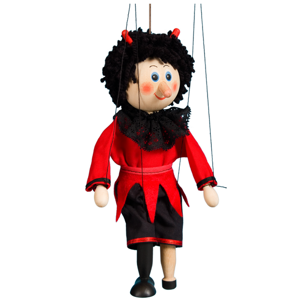 Drevená marioneta Čert, 20 cm