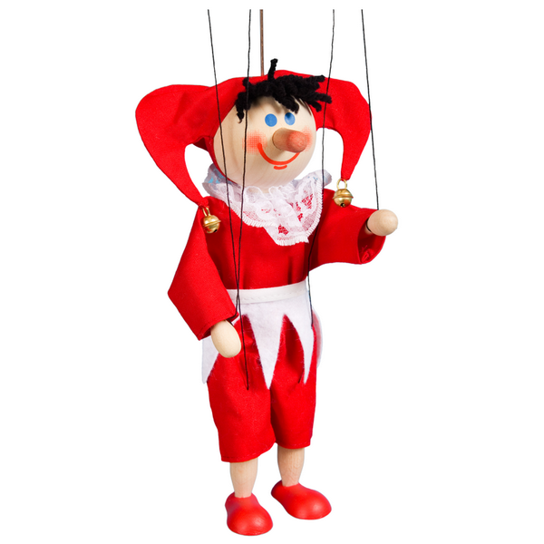 Drevená marioneta Gašparko biely, 20 cm