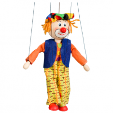 Drevená marioneta Klaun, 20 cm
