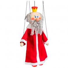 Drevená marioneta Kráľ červený, 20 cm
