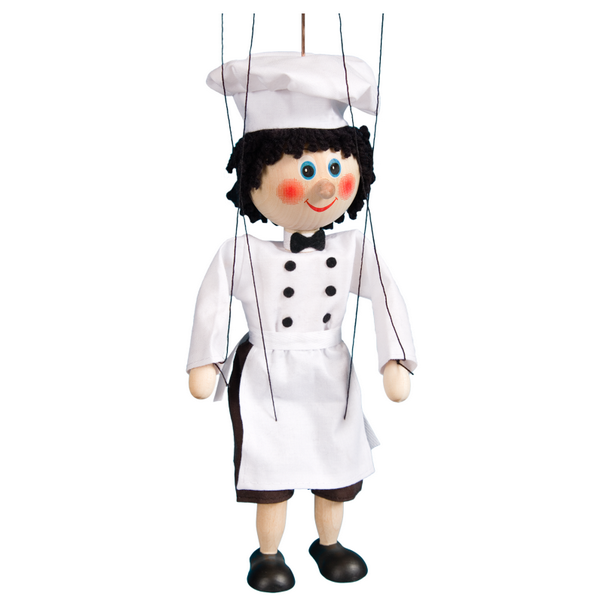 Drevená marioneta Kuchár, 20 cm