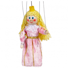 Drevená marioneta Princezná ružová, 20 cm