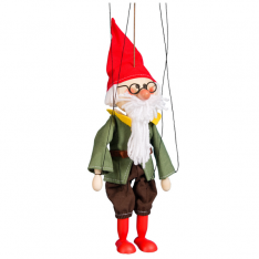 Drevená marioneta Trpaslík Profesor, 20 cm