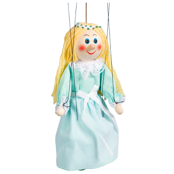Drevená marioneta Víla zelenkavá, 20 cm