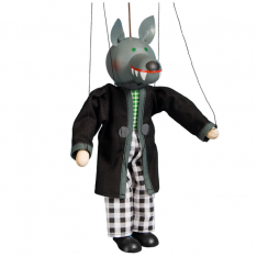 Drevená marioneta Vlk dvojnohý, 20 cm
