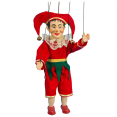 Sádrová marioneta Gašparko zelený, 20 cm