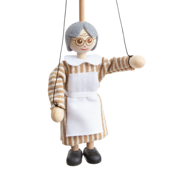 Drevená marioneta Babička, 14 cm