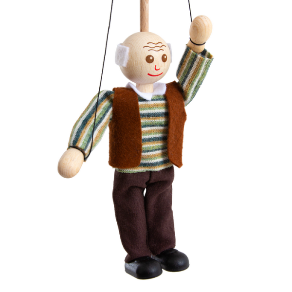 Drevená marioneta Dedko, 14 cm
