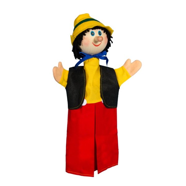 Maňuška s drevenou hlavou Pinocchio, 35 cm