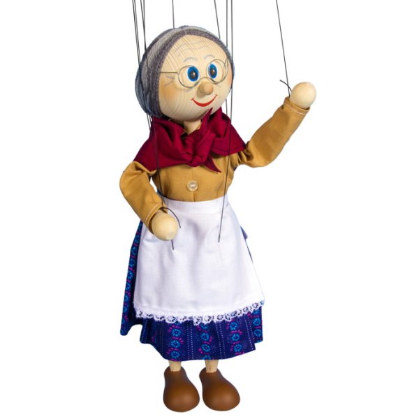 Drevená marioneta Babička, 35 cm