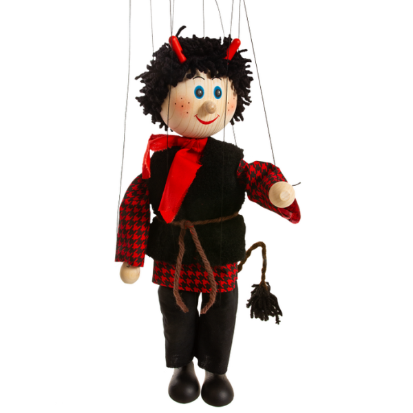 Drevená marioneta Čert, 35 cm