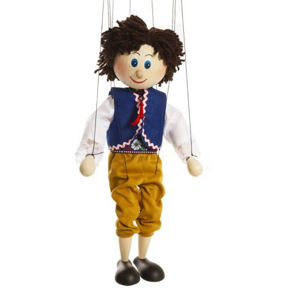 Drevená marioneta Dedinčan, 35 cm