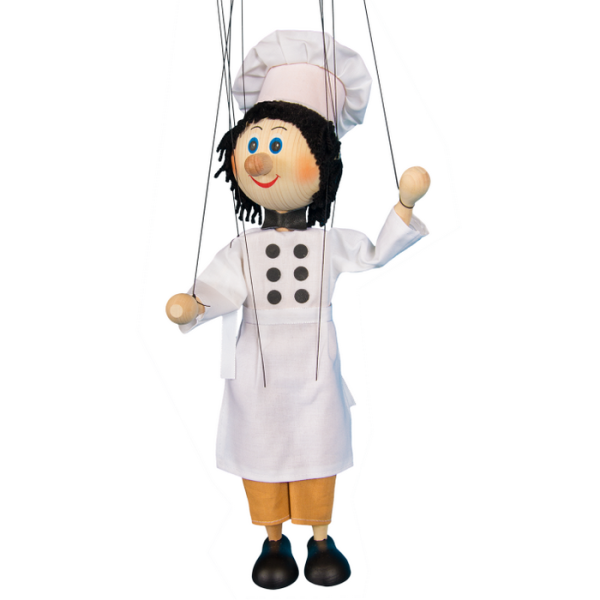 Drevená marioneta Kuchár,  35cm
