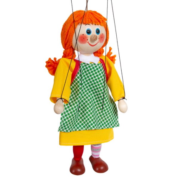 Drevená marioneta Pipi dlhá pančucha, 20 cm