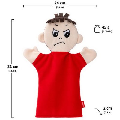 Maňuška Chlapec - emócia Hnev, červený 31 cm