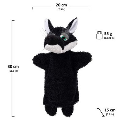 Maňuška Crazy Vlk čierny, 30 cm