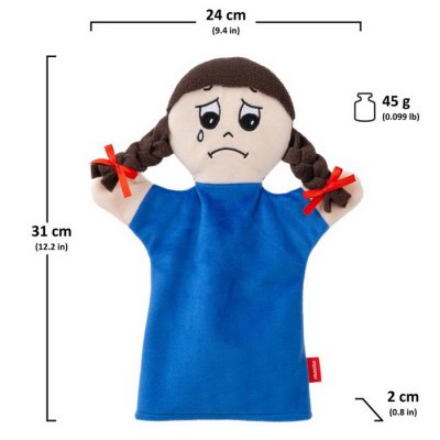 Maňuška Dievča - emócia Smútok, modrá 31 cm