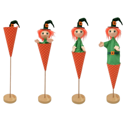 Kornútová bábka 3v1 Čarodejnica zelená, 60 cm