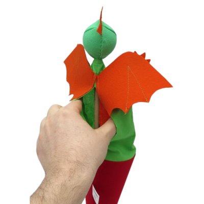 Kornútová bábka 3v1 Drak oranžový, 56 cm