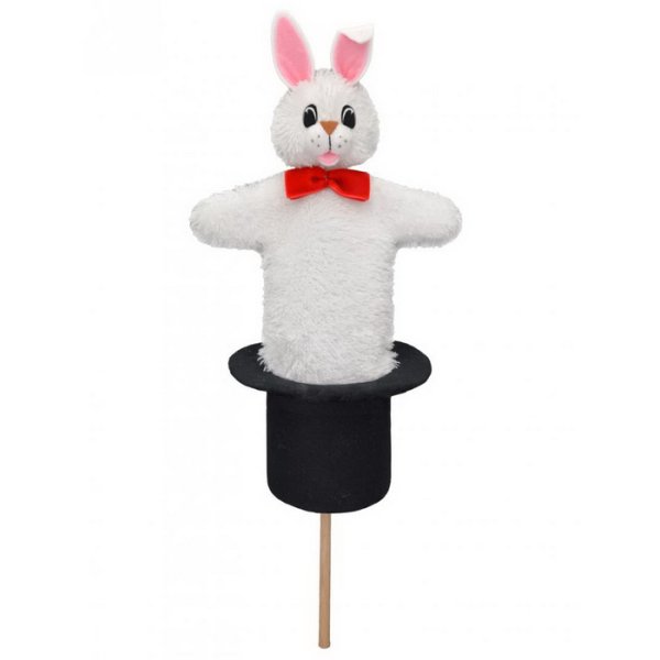 Kornútová bábka Králik v klobúku, 38 cm