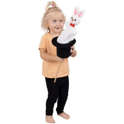 Kornútová bábka Králik v klobúku, 38 cm