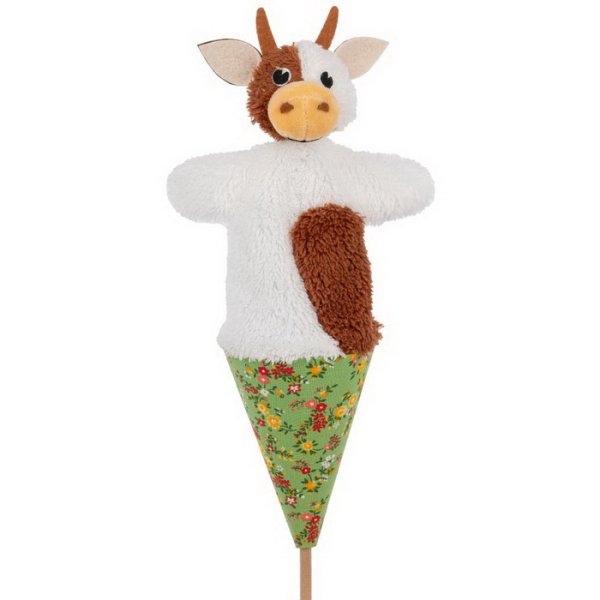 Kornútová bábka Kravička strakatá, 37 cm