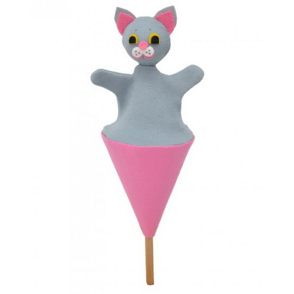Kornútová bábka Mačička šedá, 20 cm